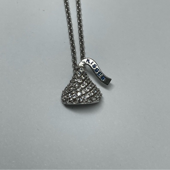Hershey’s Kiss Necklace Sterling Silver with cubic Zirconiums - Picture 2 of 8